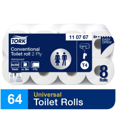 Tork papier toaletowy w rolce konwencjonalnej (110767) - 30 m, opakowanie 8x8 szt.
