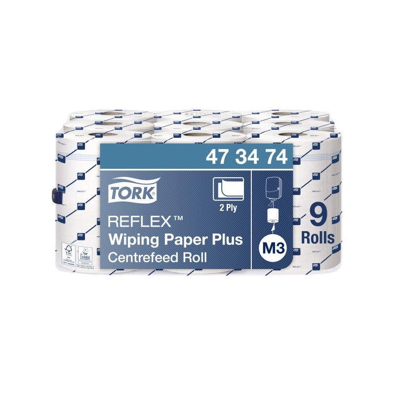 Tork Reflex™ czyściwo papierowe do średnich zabrudzeń 2-warstwowe (473474) - 67 m, opakowanie 9 szt