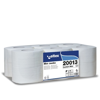 Celtex COMFORT MINI - papier toaletowy w rolkach MINI JUMBO (C20013) - 2 warstwowy, 130 m, 725 listków, opakowanie 12 szt.
