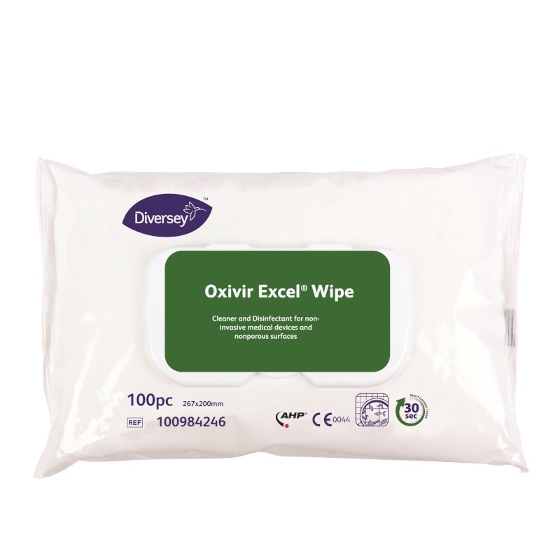 Diversey Oxivir Excel Wipe - preparat myjąco-dezynfekujący w chusteczek - 100 szt.