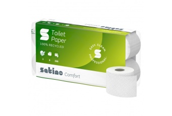 Papier toaletowy w rolkach konwencjonalnych SATINO COMFORT (037060) - 3 warstwowy, 30 m, 250 listków, opakowanie 9x8 szt.