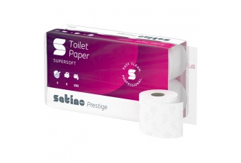 Papier toaletowy w rolkach konwencjonalnych SATINO PRESTIGE (043030) - 4 warstwowy, 20 m, 150 listków, opakowanie 9x8 szt.