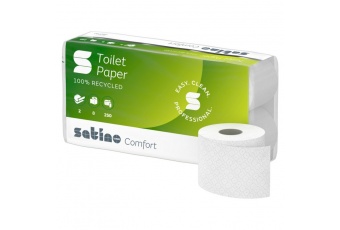 Papier toaletowy w rolkach konwencjonalnych SATINO COMFORT (060740) - 2 warstwowy, 27,5 m, 250 listków, opakowanie 8x8 szt.