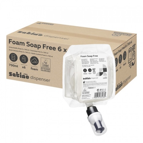 Bezzapachowe i bezbarwne mydło w pianie SATINO SOAPS (332630) - 700 ml, karton 6 szt.