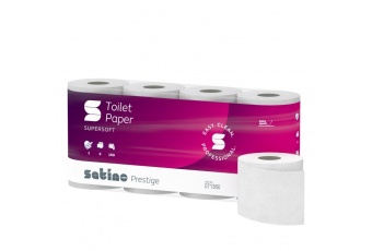 Papier toaletowy w rolkach konwencjonalnych SATINO PRESTIGE (071360) - 3 warstwowy, 18 m, 150 listków, opakowanie 8x8 szt.