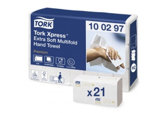 Tork Xpress® H2 bardzo miękki ręcznik Multifold w składce wielopanelowej (100297) - 100 odc./binda, opakowanie 21 szt