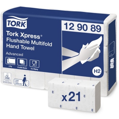 Tork Xpress® H2 łatwo rozpuszczalny ręcznik Multifold w składce wielopanelowej (129089) - 200 odc./binda, opakowanie 21 szt
