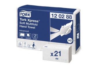 Tork Xpress® H2 ręcznik Multifold w składce wielopanelowej (120288) - 136 odc./binda, opakowanie 21 szt