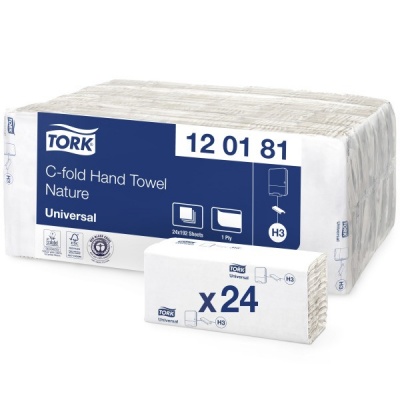 Tork C-fold szary ręcznik w składce C (120181) - 192 odc./binda, opakowanie 24 szt