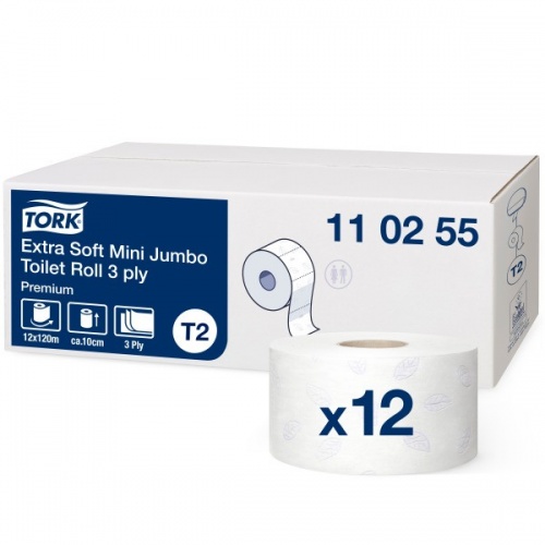 Tork ekstra miękki papier toaletowy Mini Jumbo (110255) - 120 m, karton 12 szt
