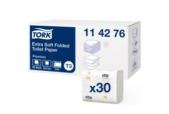 Tork ekstra miękki papier toaletowy w składce (114276) - 252 odc./binda, opakowanie 30 szt.
