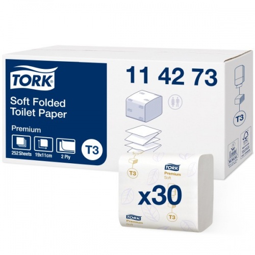 Tork miękki papier toaletowy w składce (114273) - 252 odc./binda, opakowanie 30 szt.