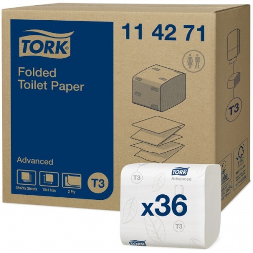 Tork papier toaletowy w składce (114271) - 242 odc./binda, opakowanie 36 szt.