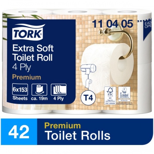 Tork ekstra miękki papier toaletowy w rolce konwencjonalnej (110405) - 19,1 m, opakowanie 7x6 szt.