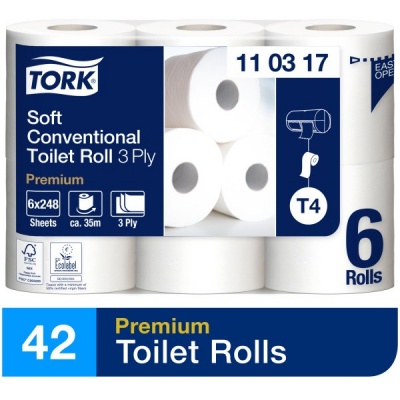 Tork miękki papier toaletowy w rolce konwencjonalnej (110317) - 34,7 m, opakowanie 7x6 szt.